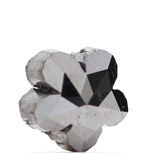Fancy Black Color Loose Diamond, Natural Flower Shape 6.50 X 6.50 MM