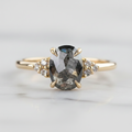 Fancy Salt and Pepper Oval Rose Cut Diamond Enganement Ring 14K Rose Gold