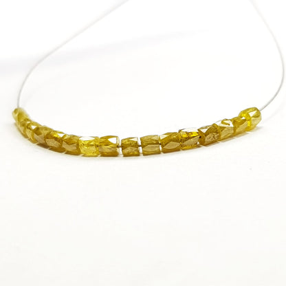 Natural Yellow Color Polished Tube Loose Diamond Beads
