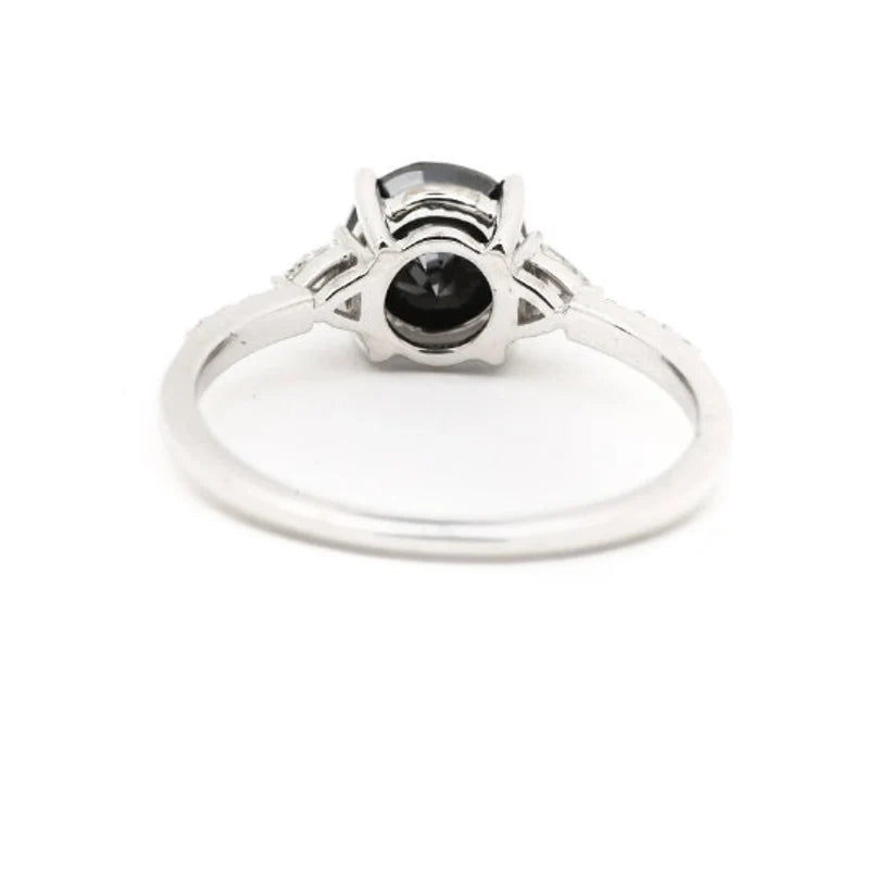 Black Color Round Diamond Ring Engagement Wedding Gift Ring Set 14K Solid Rose White Yellow Gold Ring 1.61 CT