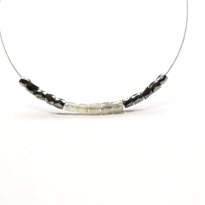 Natural Gray Black Color Polished Tube Loose Diamond Beads