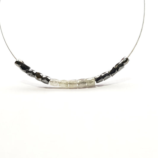 Natural Gray Black Color Polished Tube Loose Diamond Beads