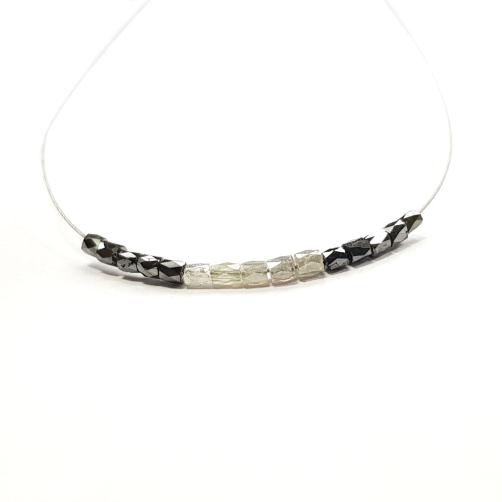 Natural Gray Black Color Polished Tube Loose Diamond Beads
