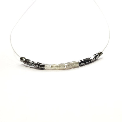 Natural Gray Black Color Polished Tube Loose Diamond Beads