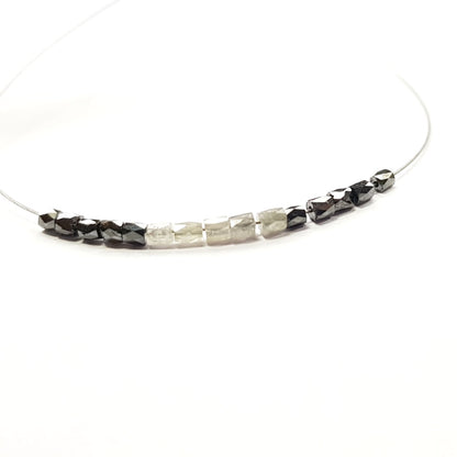 Natural Gray Black Color Polished Tube Loose Diamond Beads