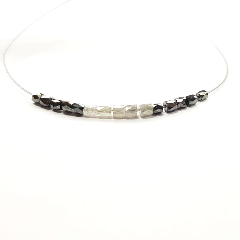 Natural Gray Black Color Polished Tube Loose Diamond Beads