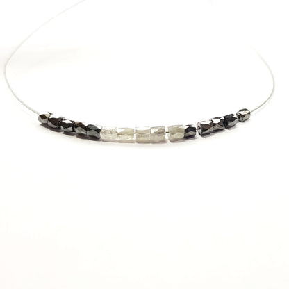 Natural Gray Black Color Polished Tube Loose Diamond Beads