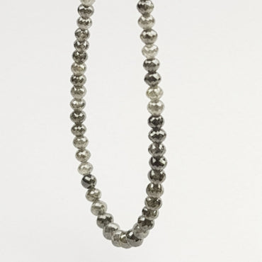 Salt and Pepper Round Polished Loose Diamond Beads 16" Strand Necklace