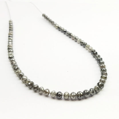 Salt and Pepper Round Polished Loose Diamond Beads 16" Strand Necklace