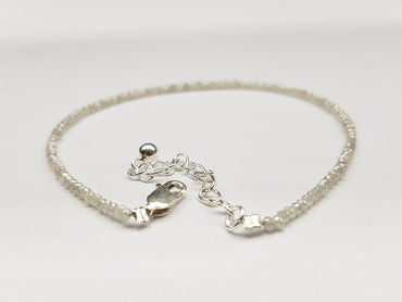 Natural White Color Round Polished Loose Diamond Beads 6.50" Bracelet