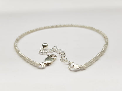 Natural White Color Round Polished Loose Diamond Beads 7.00" Bracelet