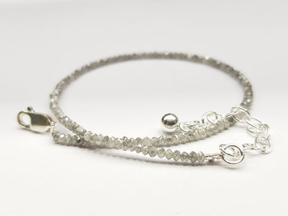 Salt and Pepper Color Round Polished Loose Diamond Beads 6.50" Bracelet