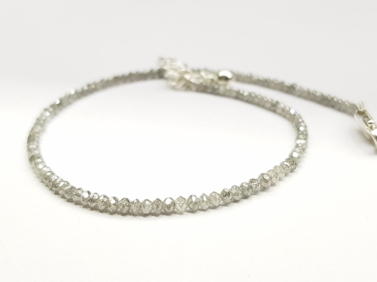 Salt and Pepper Color Round Polished Loose Diamond Beads 6.50" Bracelet