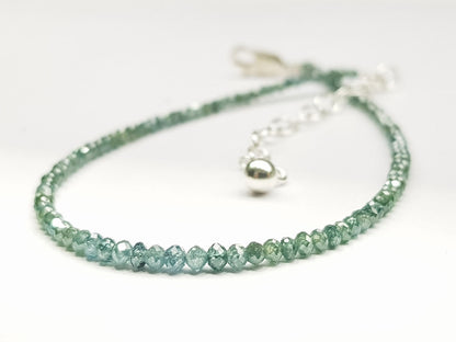 Fancy Blue Color Round Polished Loose Diamond Beads 7.00" Bracelet