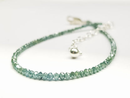 Fancy Blue Color Round Polished Loose Diamond Beads 7.00" Bracelet