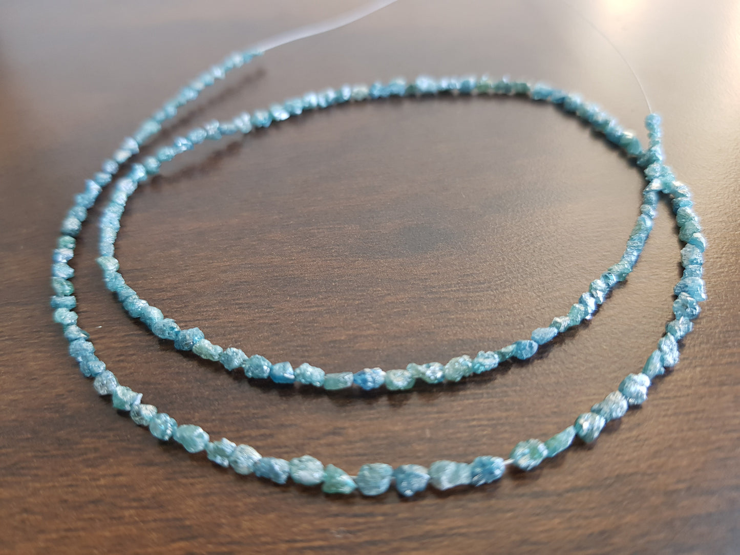 18 Carat Natural Diamond Blue Color Raw Uncut Rough Loose Beads 16'' inch Long  Shree Diamond Mfg