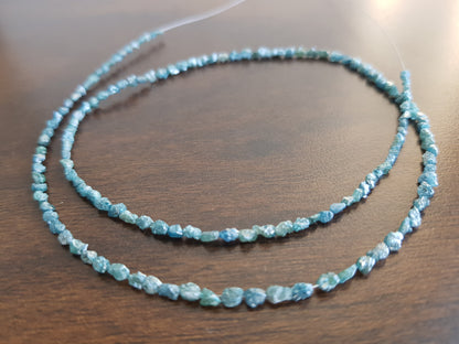 18 Carat Natural Diamond Blue Color Raw Uncut Rough Loose Beads 16'' inch Long  Shree Diamond Mfg