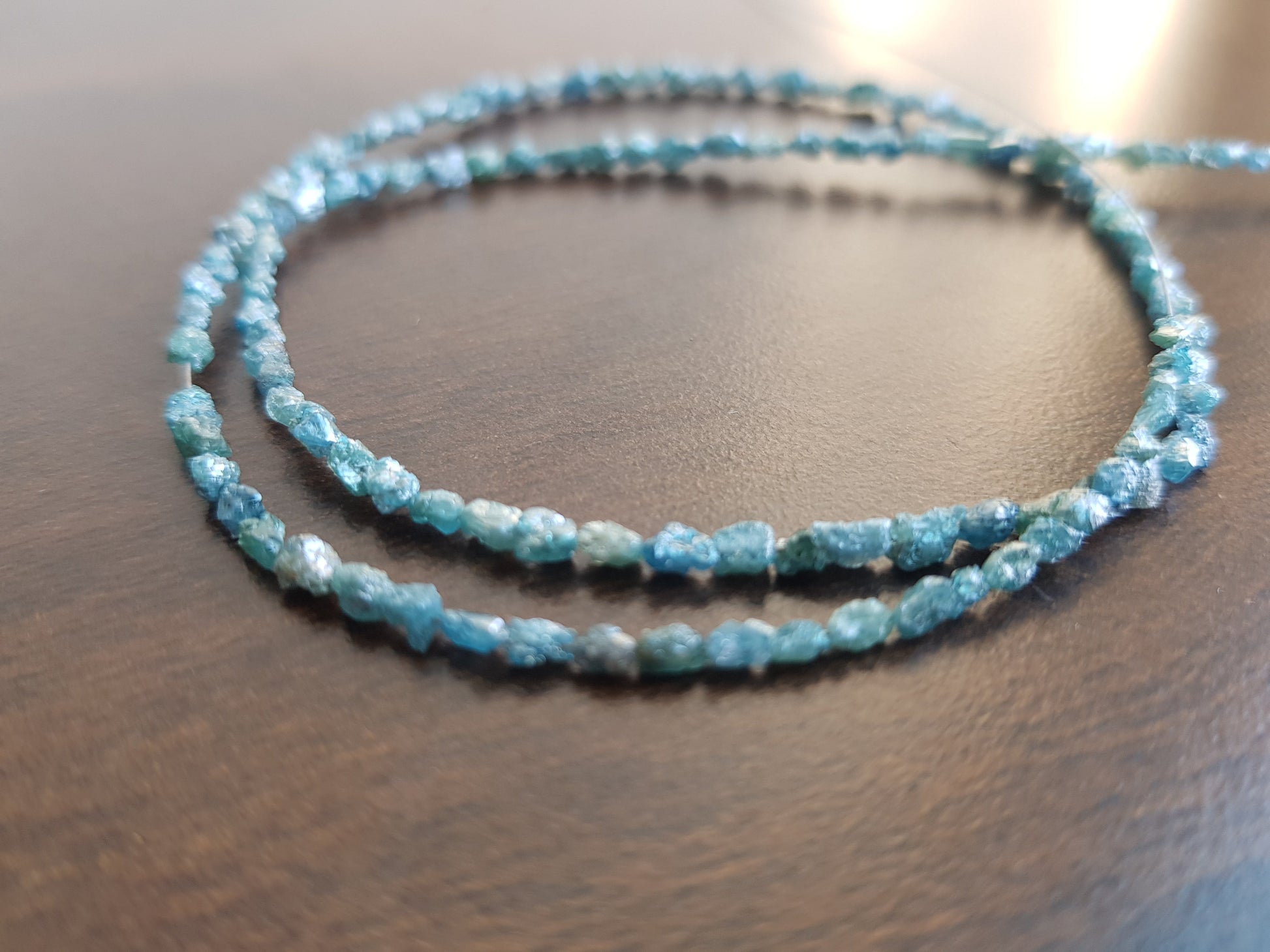18 Carat Natural Diamond Blue Color Raw Uncut Rough Loose Beads 16'' inch Long  Shree Diamond Mfg
