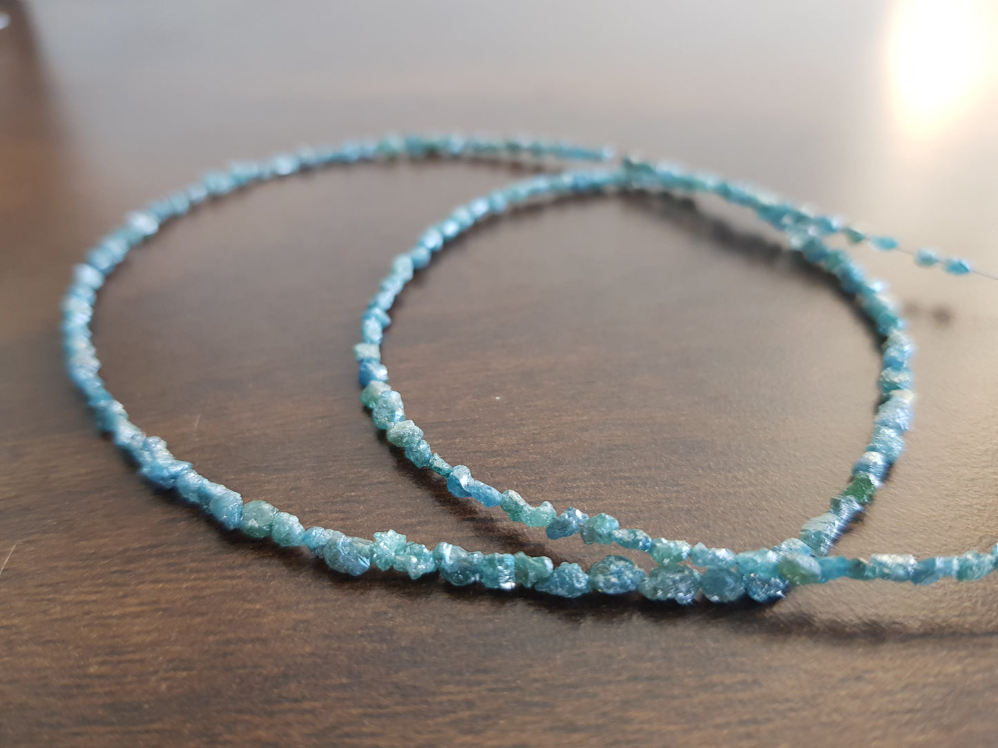 18 Carat Natural Diamond Blue Color Raw Uncut Rough Loose Beads 16'' inch Long  Shree Diamond Mfg