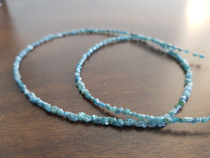18 Carat Natural Diamond Blue Color Raw Uncut Rough Loose Beads 16'' inch Long  Shree Diamond Mfg