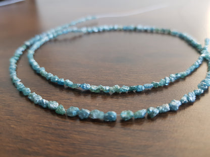 18 Carat Natural Diamond Blue Color Raw Uncut Rough Loose Beads 16'' inch Long  Shree Diamond Mfg