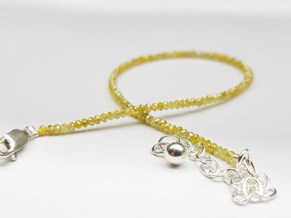 Natural Yellow Color Round Polished Loose Diamond Beads 7.00" Bracelet