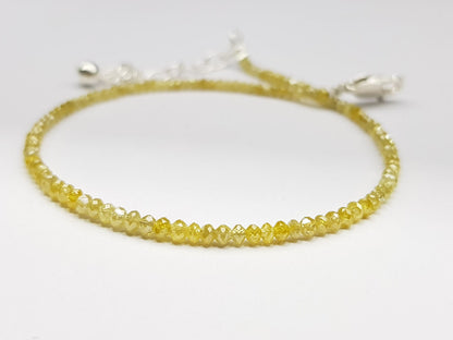 Natural Yellow Color Round Polished Loose Diamond Beads 7.00" Bracelet