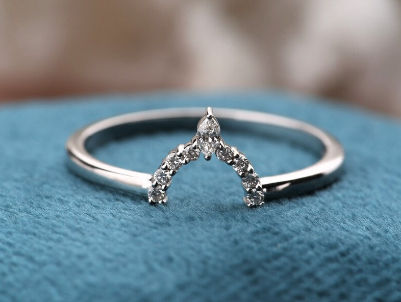 Salt and Pepper Ring HexagoneEngagement Ring, 14K White Gold With Ring Set, Anniversary Gift, Gift For Her