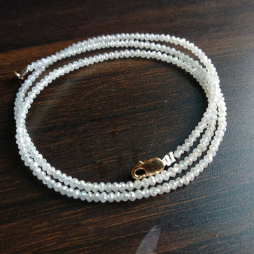 Natural White Color Polished Loose Diamond Beads 16" Strand Necklace