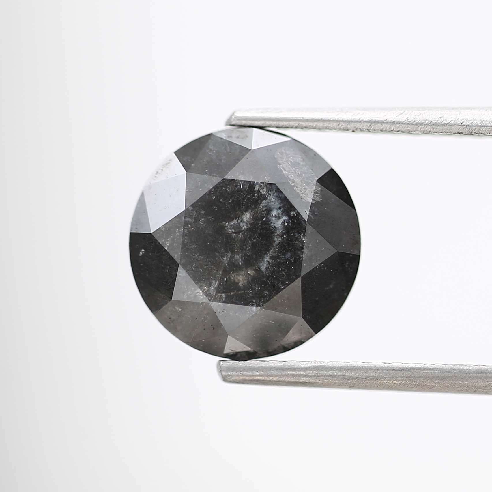 2.46 Carat Salt and Pepper Fancy Round Brilliant Cut Natural Loose Diamond