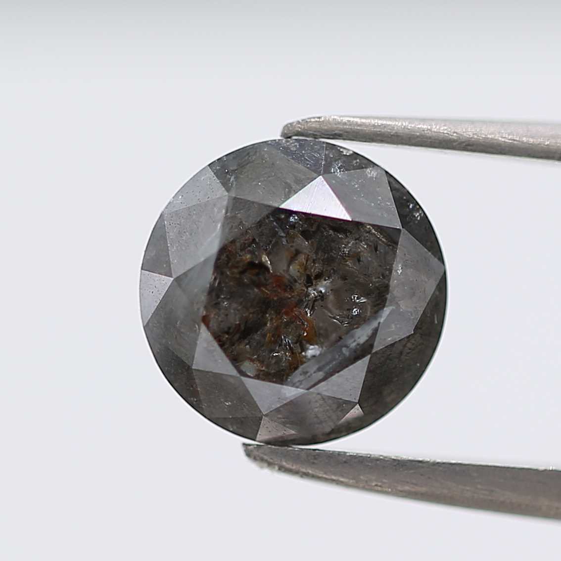 Salt And Pepper Diamond Fancy Gray Color 1.79 CT 7.65 x 4.70 MM Round Brilliant Cut Diamond ! Natural Loose Diamond ! Christmas Gift for Her