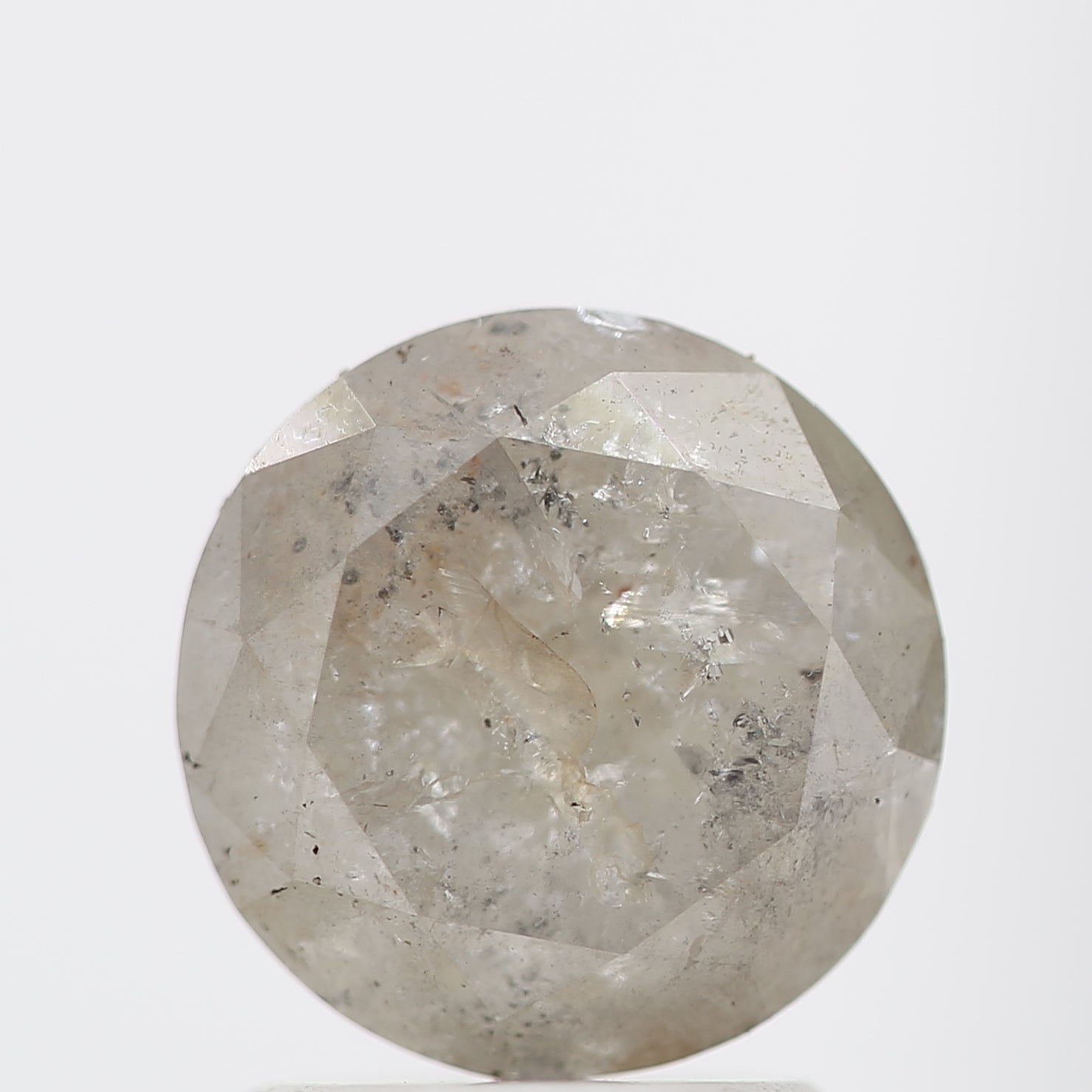 Natural Loose Round Salt And Pepper Diamond Fancy Grey Color 1.89 CT 7.50 x 4.90 MM Round Brilliant Cut Diamond ! Christmas Gift for Her