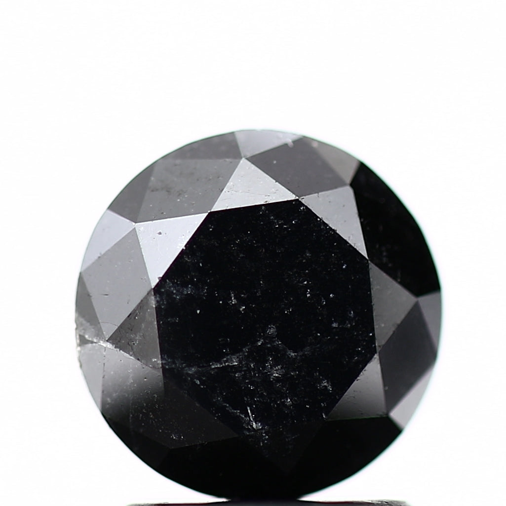 1.71 Carat Fancy Black Round Shape Brilliant Cut Natural Loose Diamond
