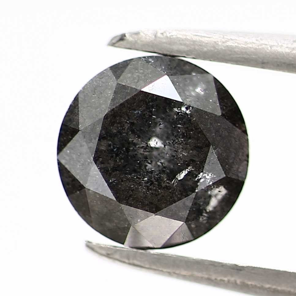 0.79 Carat Salt and Pepper Gray Round Cut Natural Loose Diamond