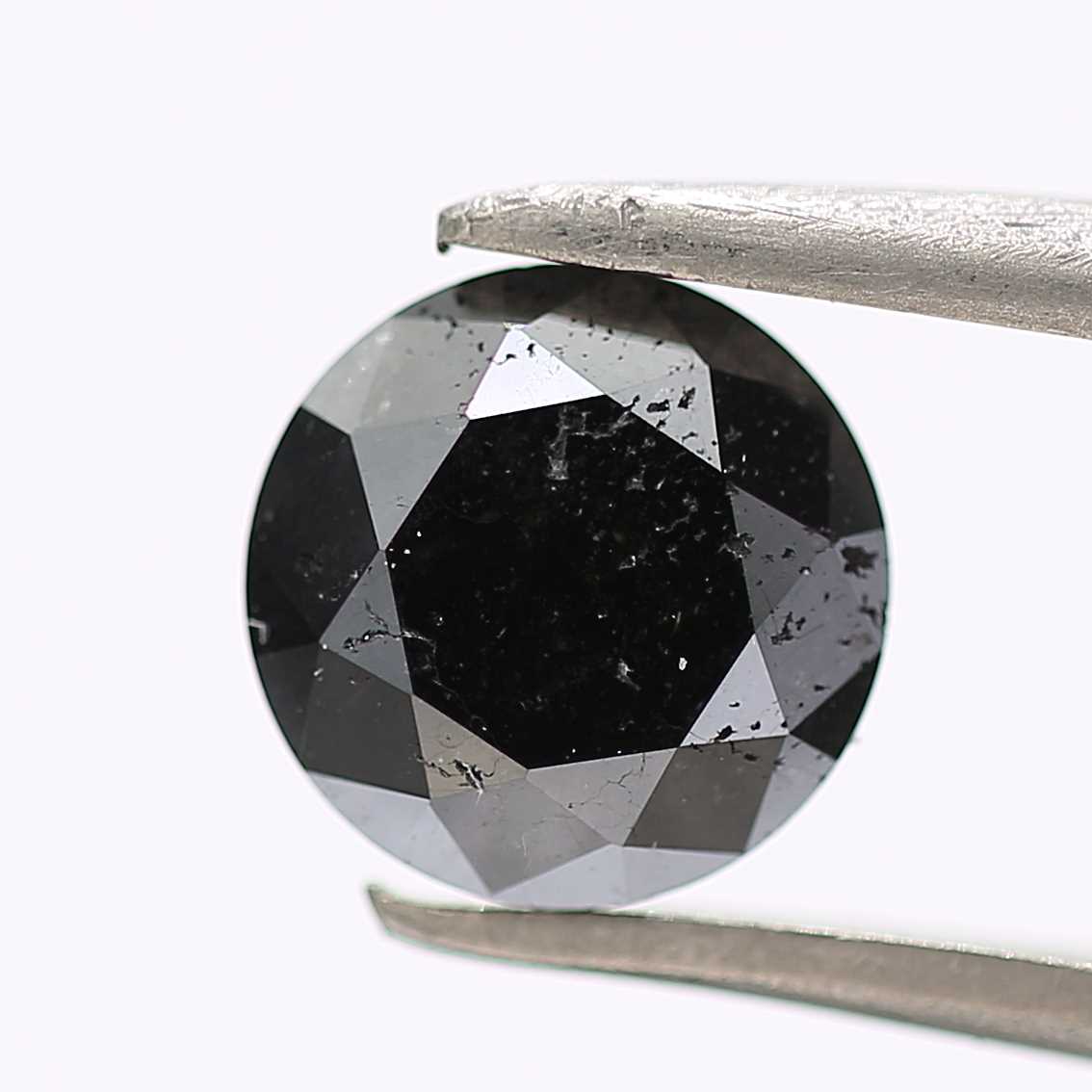 0.89 Carat Fancy Black Round Shape Brilliant Cut Natural Loose Diamond