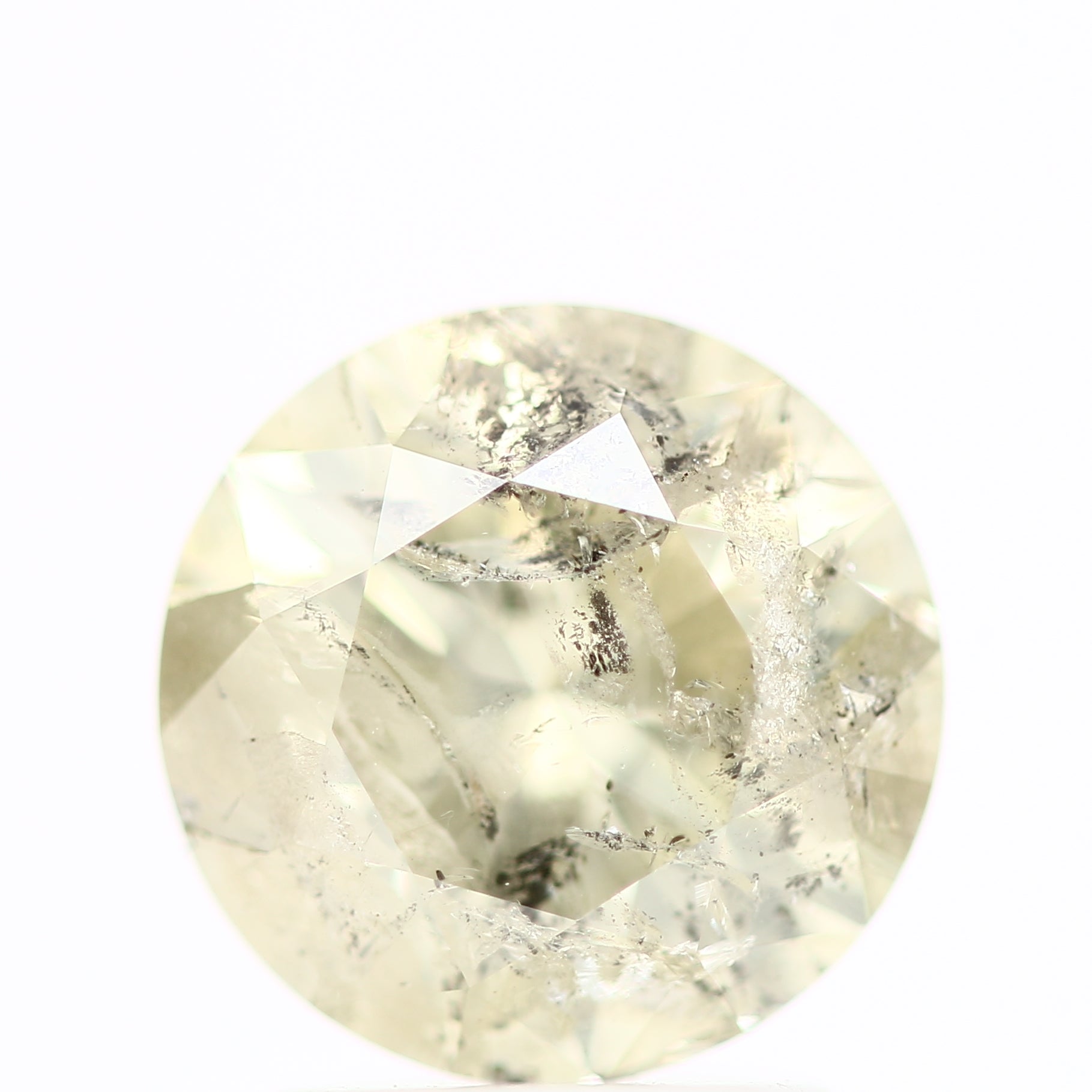 2 Carat Salt and Pepper Yellow Round Brilliant Cut Natural Loose Diamond