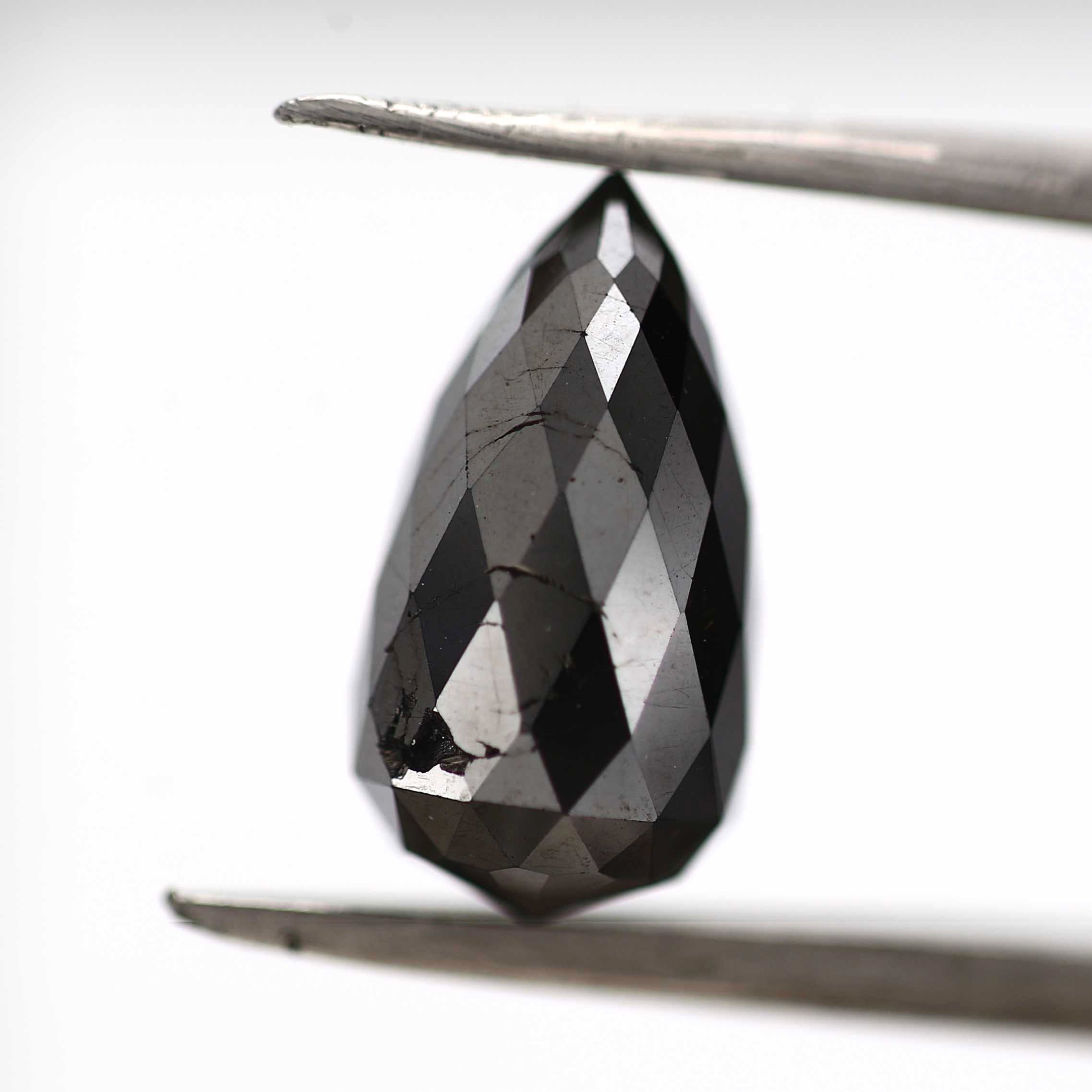 4.51 ct Natural Black Tear Drops Loose Diamond Beads for Jewelry