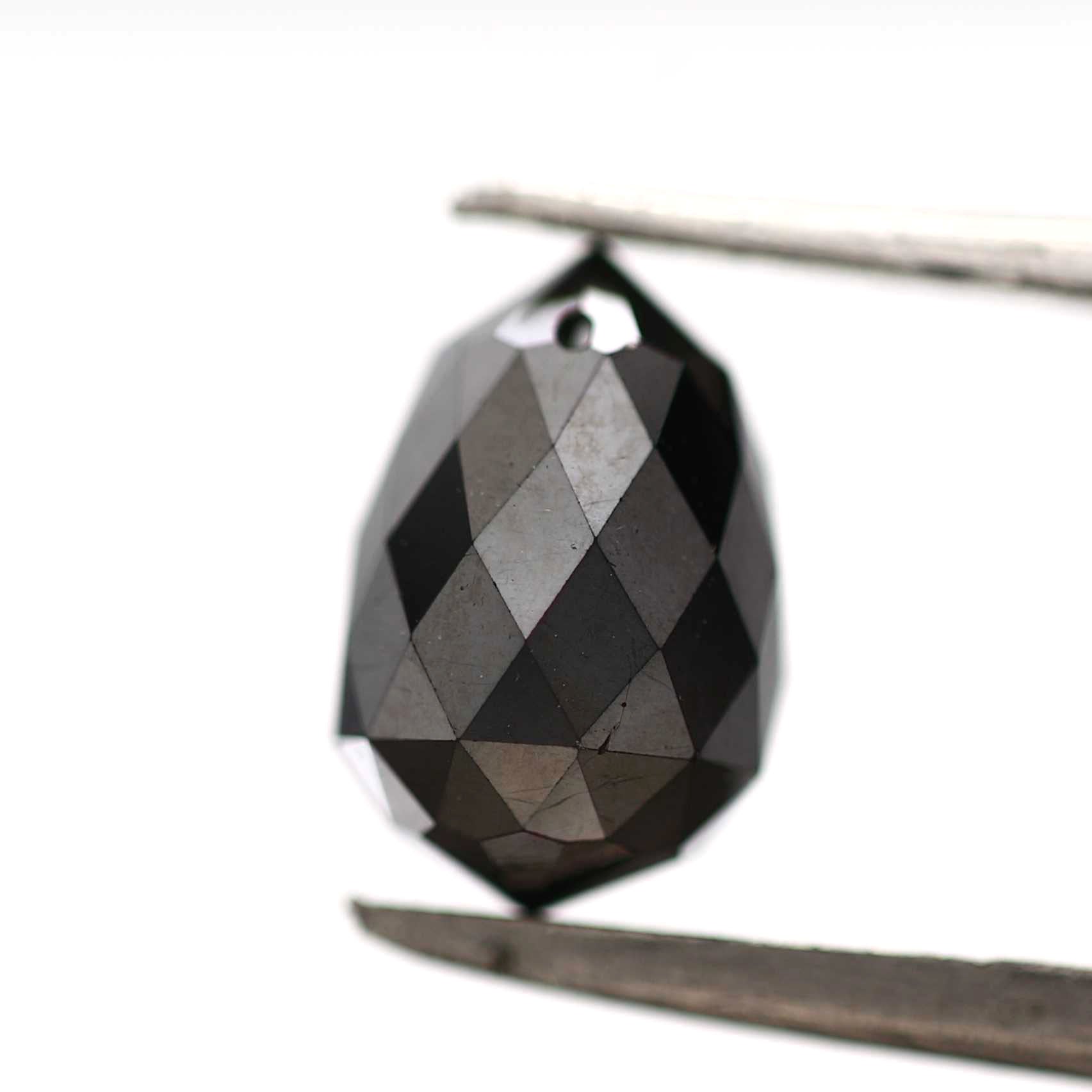 2.53 ct Natural Black Tear Drops Loose Diamond Beads for Jewelry