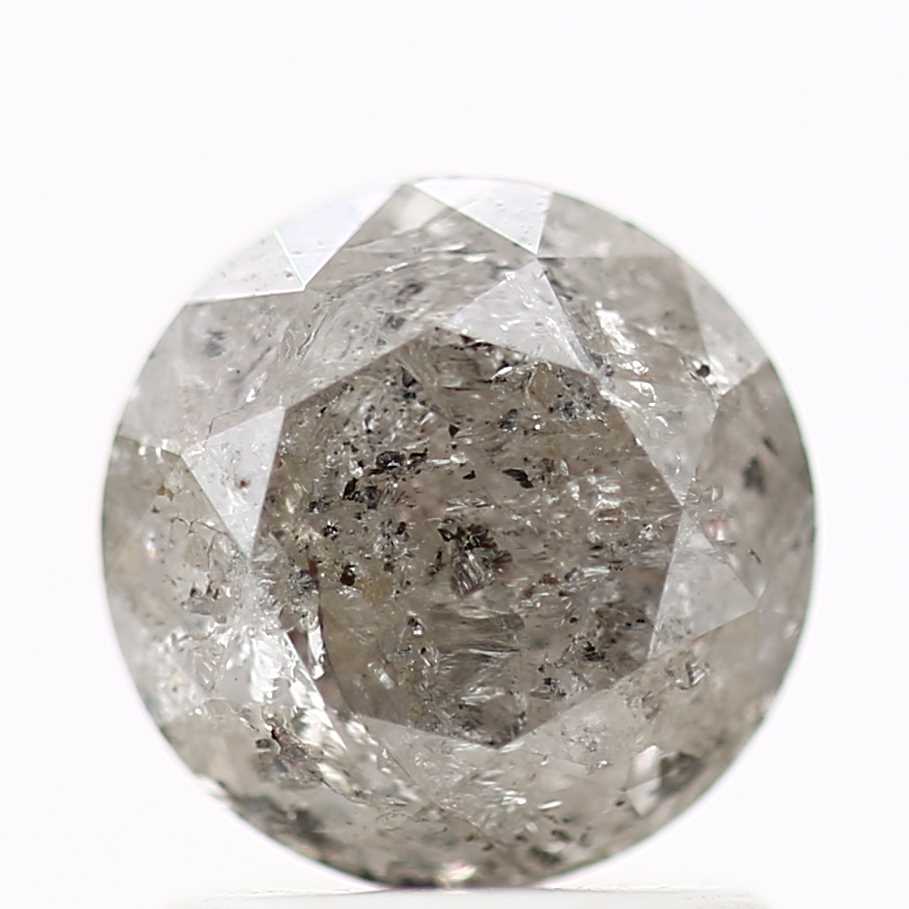 1.62 Carat Salt and Pepper Diamond Gray Round Brilliant Cut Natural Loose Diamond