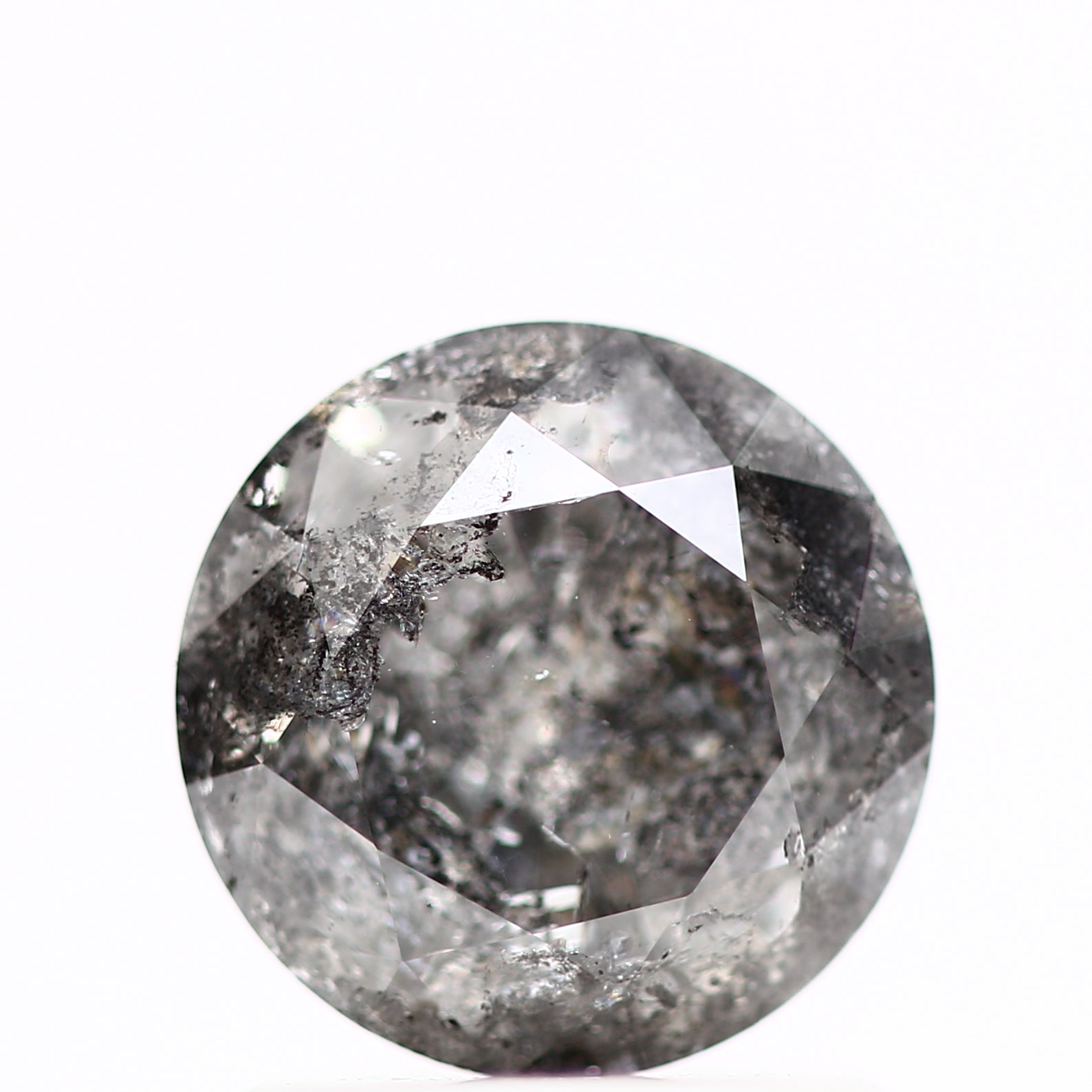 0.94 Carat Salt and Pepper Gray Round Brilliant Cut Natural Loose Diamond