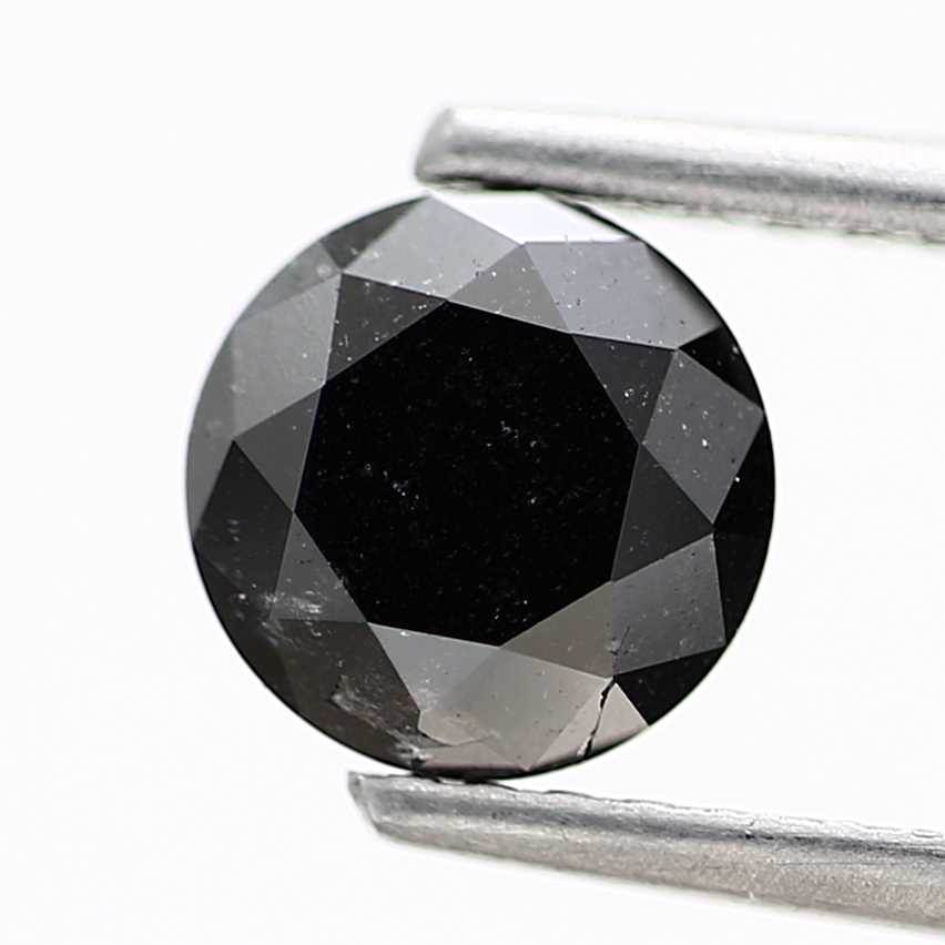 0.85 Carat Salt and Pepper Fancy Black Round Brilliant Cut Natural Loose Diamond