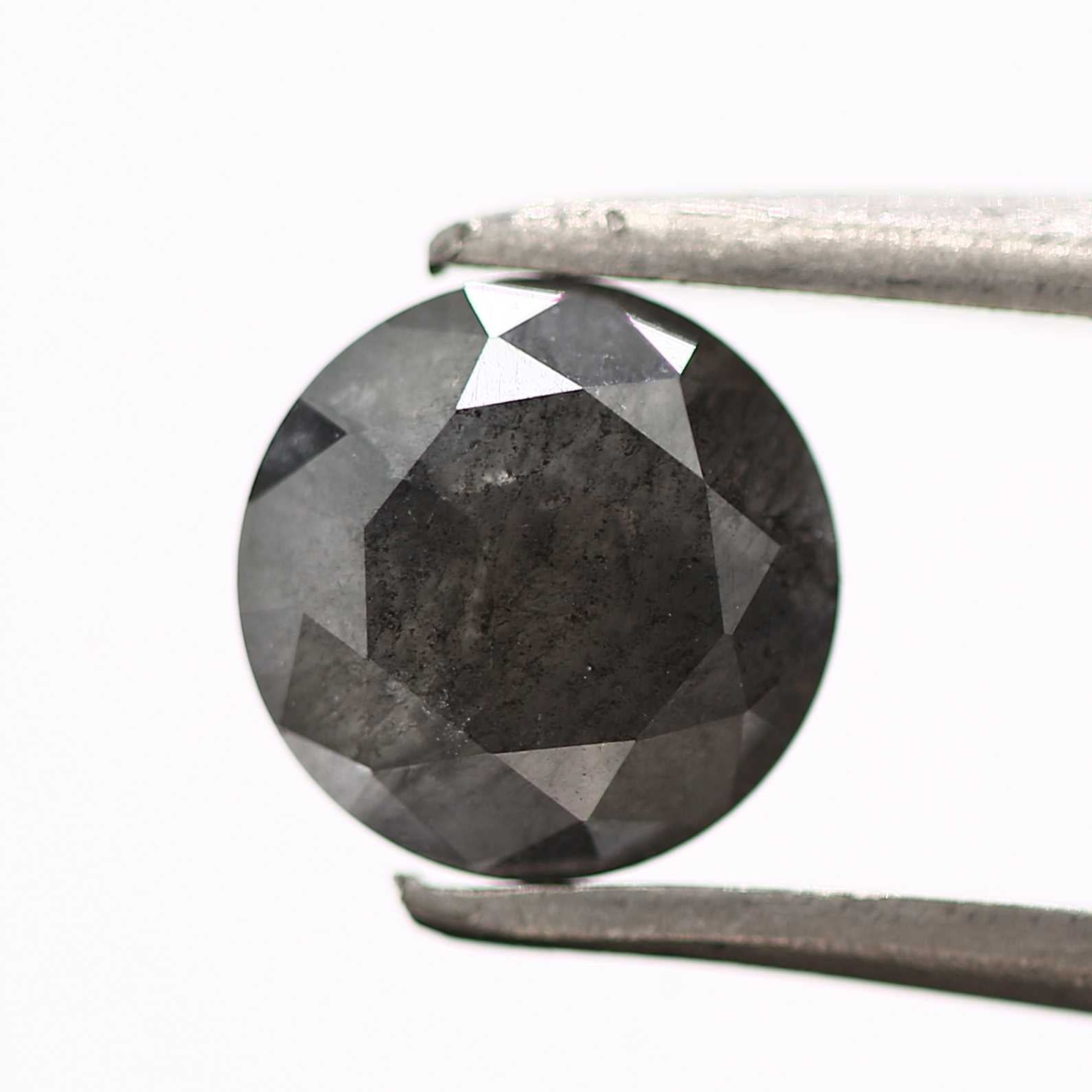 0.81 Carat Salt and Pepper Gray Fancy Round Brilliant Cut Natural Loose Diamond