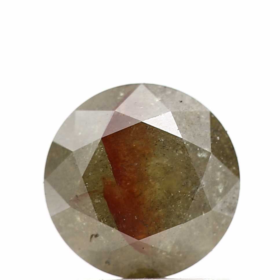 1.05 Carat Fancy Green Orange Round Shape Brilliant Cut Natural Loose Diamond