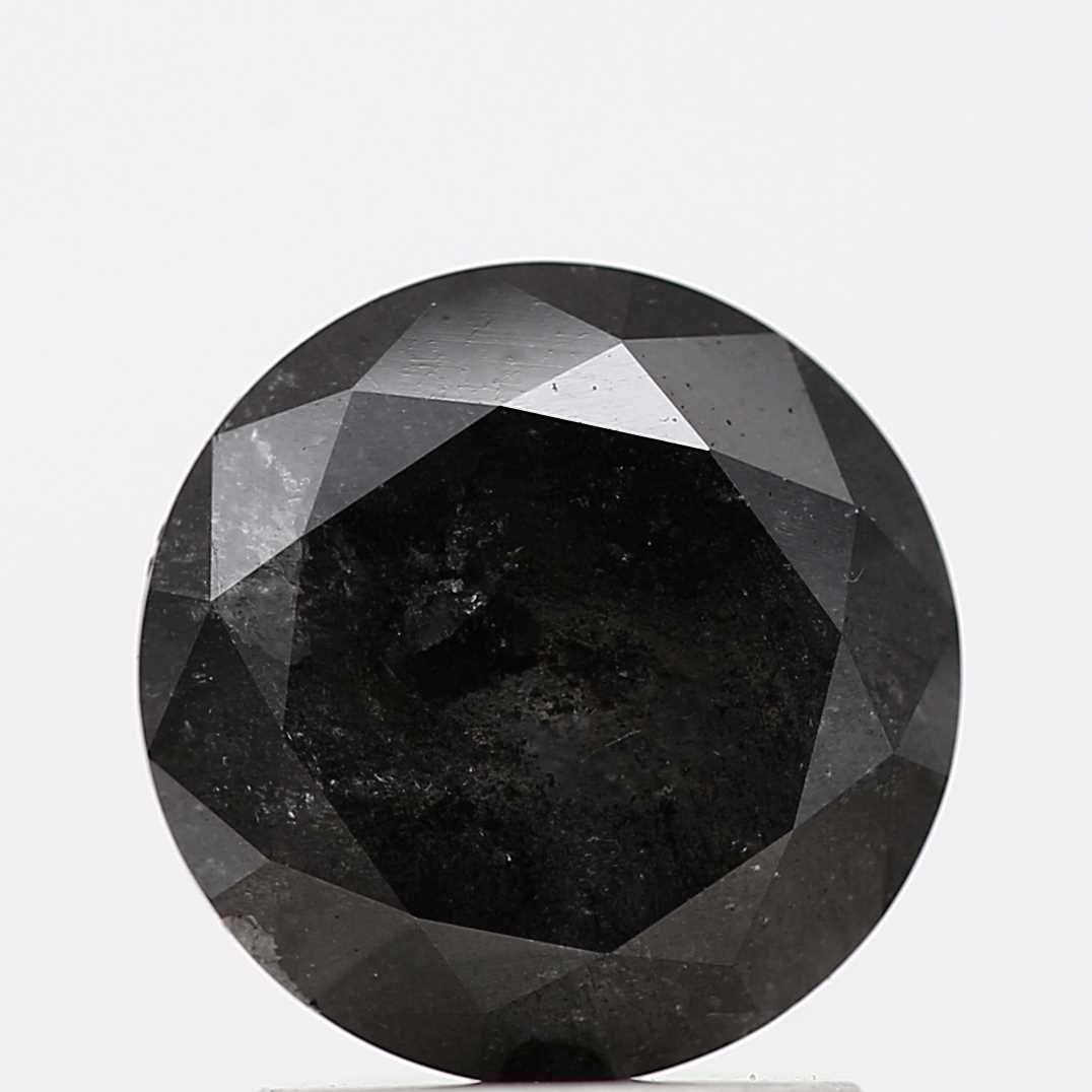 1.57 Carat Fancy Black Round Shape Brilliant Cut Natural Loose Diamond