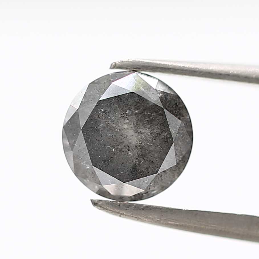 1.07 Carat Salt and Pepper Round Brilliant Cut Natural Loose Diamond