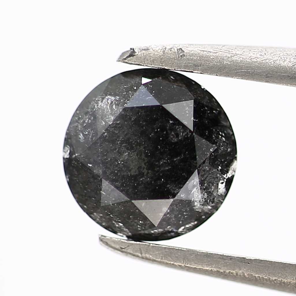 0.70 Carat Fancy Black Round Cut Natural Loose Diamond