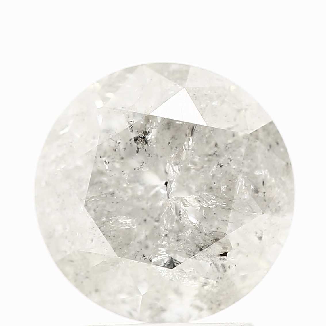 2.51 Carat Fancy Gray Round Cut Salt and Pepper Natural Loose Diamond