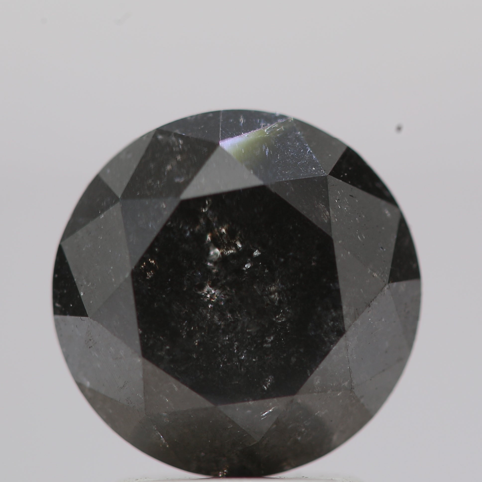 2.61 Carat Salt and Pepper Fancy Black Round Brilliant Cut Natural Loose Diamond