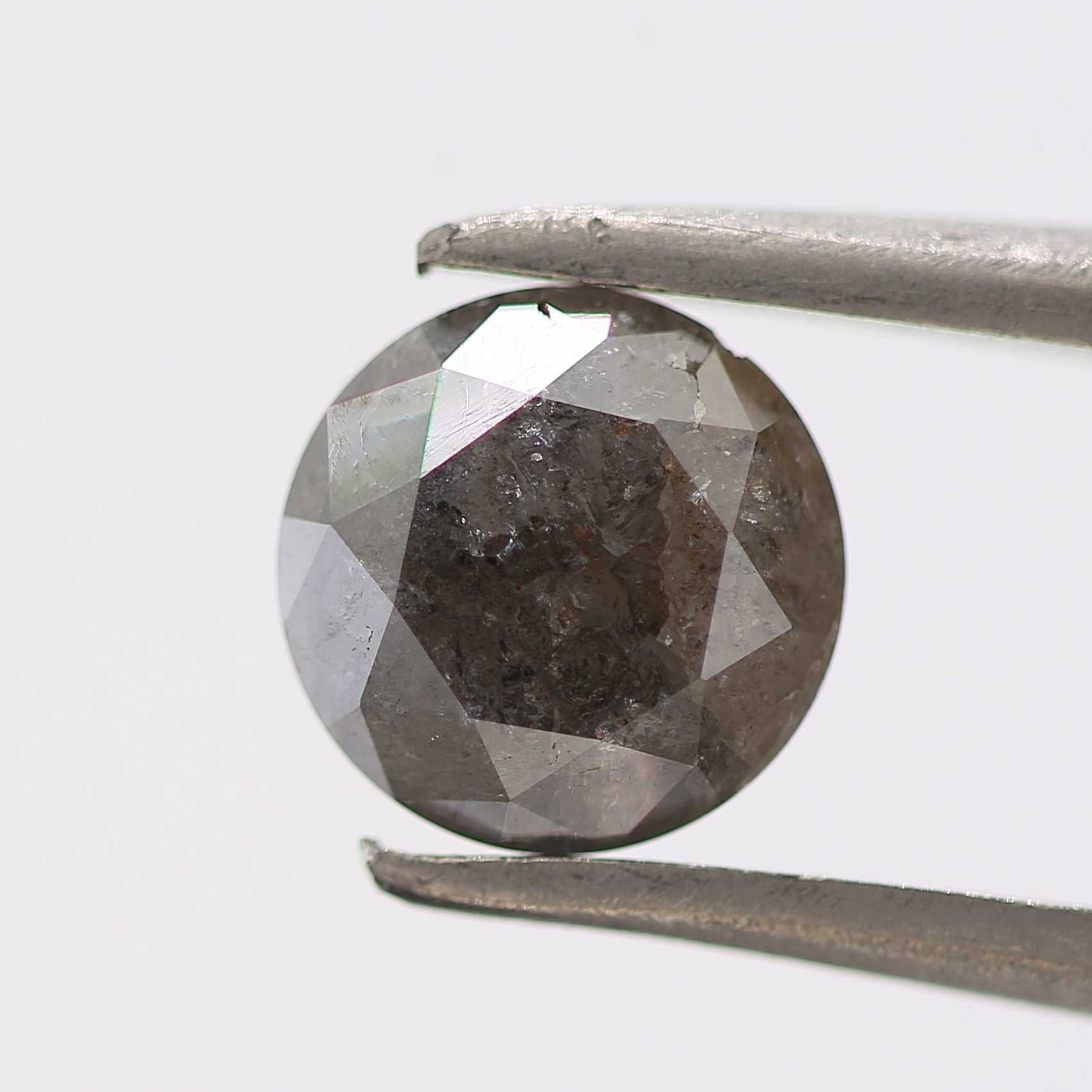 0.87 Carat Salt and Pepper Gray Round Brilliant Cut Natural Loose Diamond