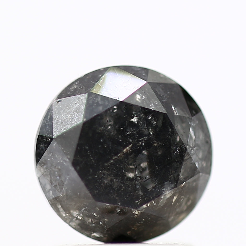 1.69 Carat Black Salt and Pepper Round Cut Natural Loose Diamond